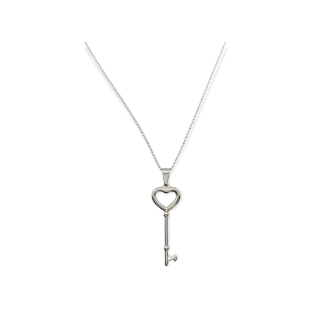 Necklace steel silver with key
